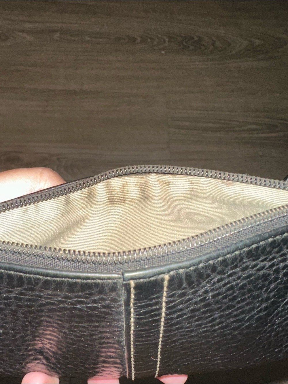 Black Pebbled Leather Zip Card Holder - Picture 3 of 7